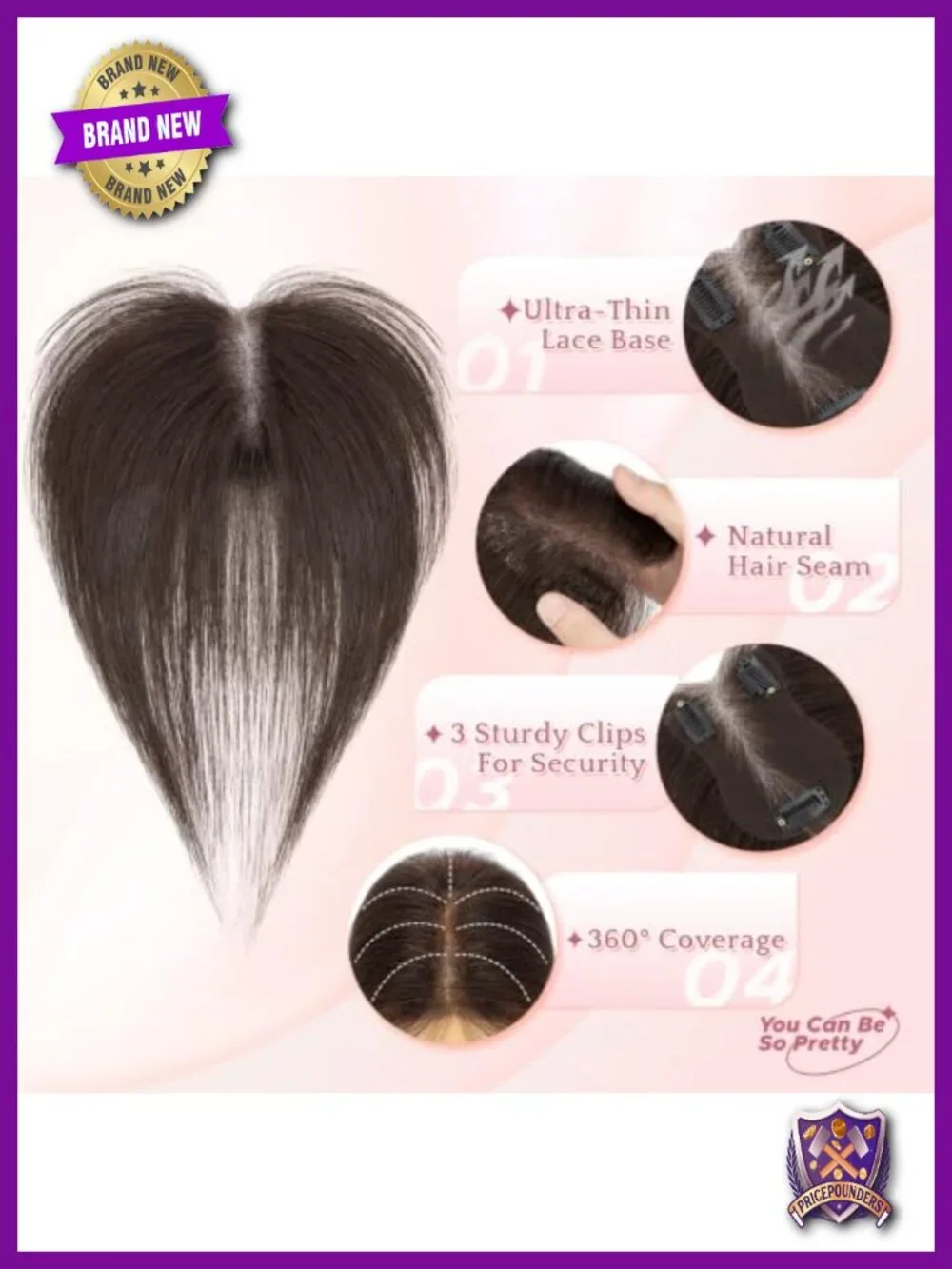 Real Human Hair Toppers with Bangs 3D Clips Lightweight Hairpieces for Women